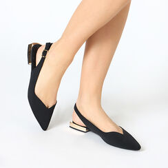 Ballerines slingback femme noires en tissu, Primadonna, 254946666LYNERO035, 002a