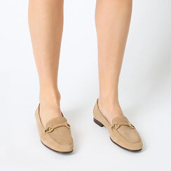 Mocassin taupe en daim, Chaussures, 257725525CMTAUP036, 002 preview