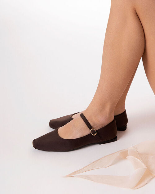ZAPATOS BAILARINA LYCRA MORO, DK BROWN