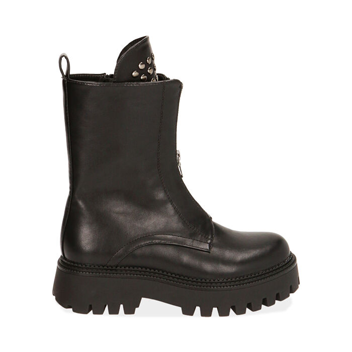 Bikers noires, talon 4,5 cm , Primadonna, 180628921EPNERO036