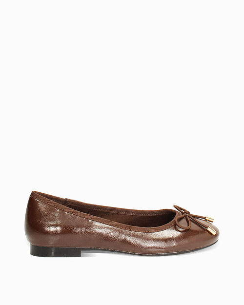 Ballerine marroni con fiocco decorativo, BROWN