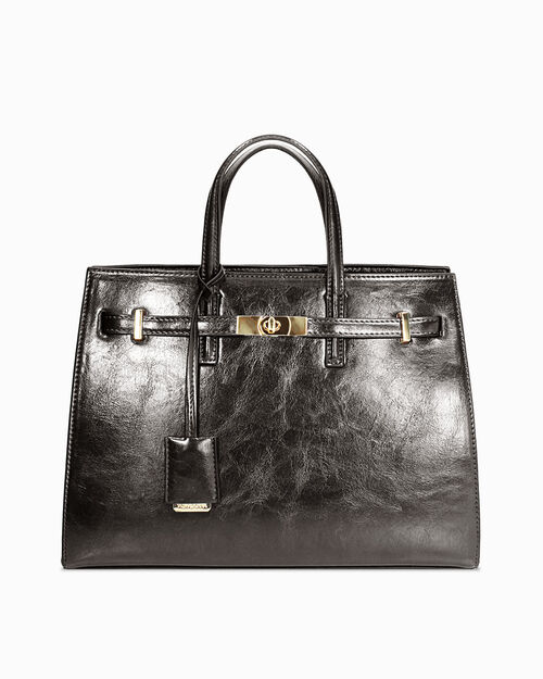 SACS SAC A MAIN SYNTHETIQUE BRILLANT NER, BLACK