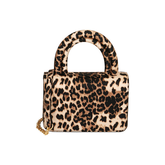 Mini bag a mano leopard in raso , Primadonna, 205102461RSLEOPUNI