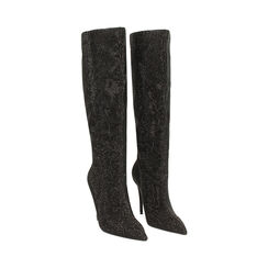 Stivali neri con pietre e tacco 10 cm, Primadonna, 262130617MPNENE035, 003 preview