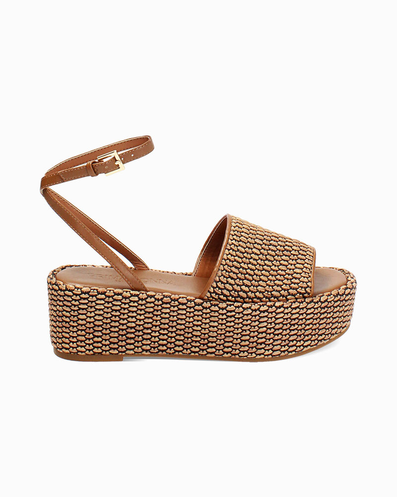 Zeppe donna cognac in raffia image number null
