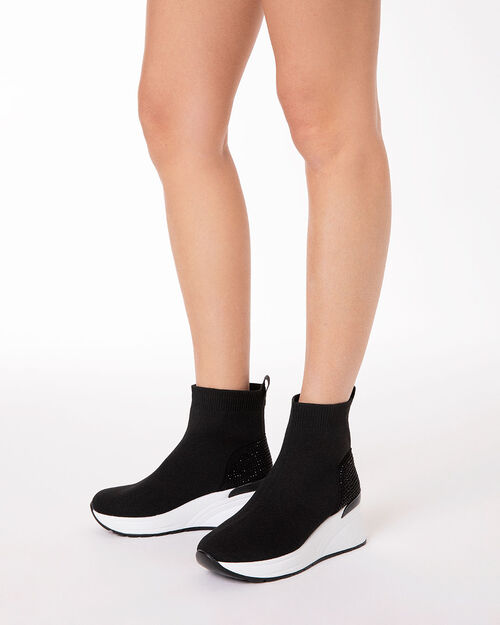 WOMEN SHOES SLIP ON FLOWER STONES NERO, BLACK