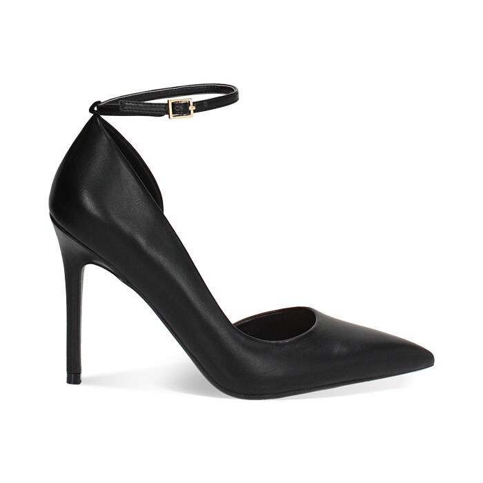 Décolleté donna nere con cinturino, tacco 11 cm, Primadonna, 252102021EPNERO035