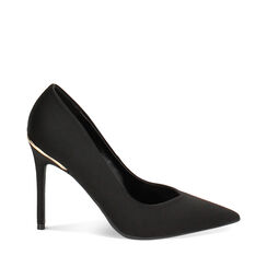Décolleté nere in tessuto, tacco 10,5 cm, 242102058LYNERO038, 001a