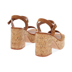 Sandali con plateau donna cognac in microfibra, Primadonna, 254990703MFCOGN040, 004 preview