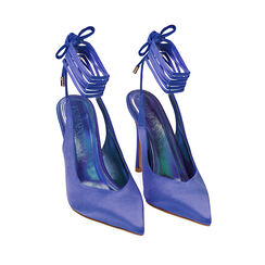 Slingback en satin bleu, talon 11 cm , 192186112RSBLUE036, 002a