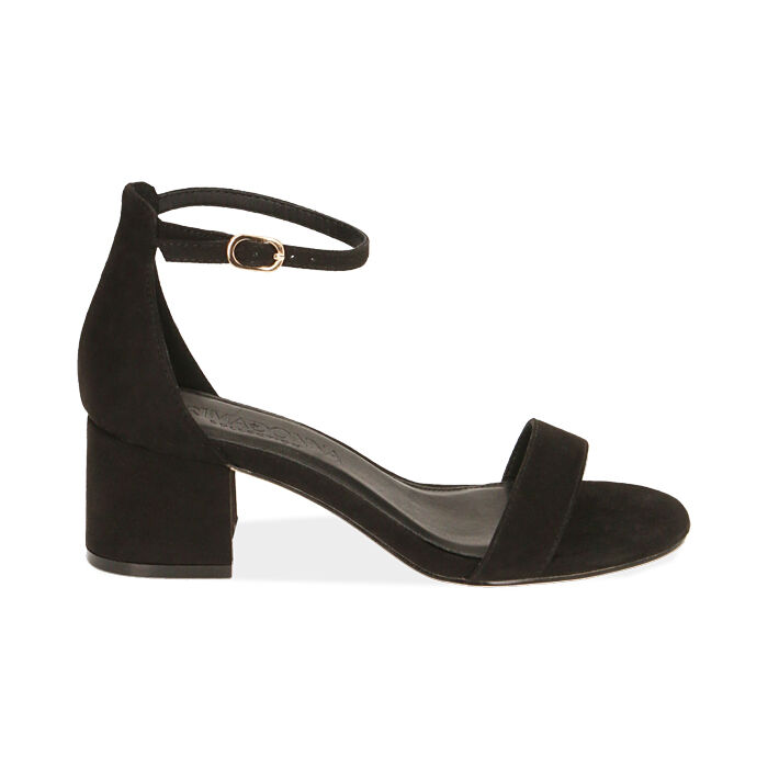 Sandali donna neri in microfibra, tacco 5,5 cm | Primadonna Collection
