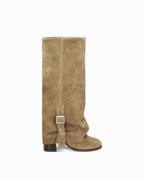 Bota taupe con tac&oacute;n 7,5 cm, TAUPE