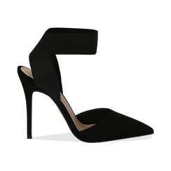 Slingback nere in microfibra, con cinturino elastico, tacco 11,50 cm,