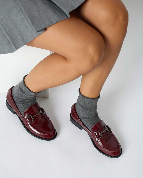 WOMEN SHOES MOCASSINS SYNTHETIC GLOSSY B, BURGUNDY