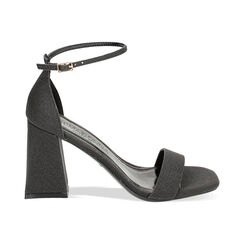 Sandalias negras con tacón y glitter, Special Price, 232102506SGNERO035, 001 preview