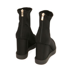 Ankle boots neri in lycra, zeppa 7,5 cm , Primadonna, 204989102LYNERO035, 003 preview