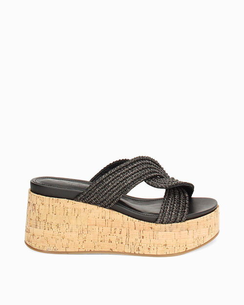 CALZATURA ZEPPA RAFFIA NERO, 