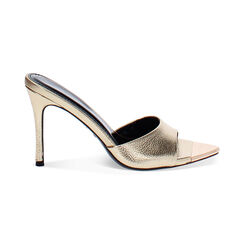 Mules open toe donna oro in laminato, tacco 9,5 cm, Primadonna, 254920901LMOROG035, 001 preview