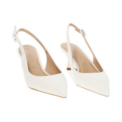 D&eacute;collet&eacute; slingback bianche tacco 6 cm, Scarpe, 272118215EPBIAN035, 003 preview