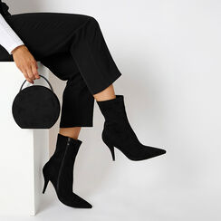 Botines negros en microfibra tacón 9 cm, Primadonna, 262744605MFNERO035, 003 preview