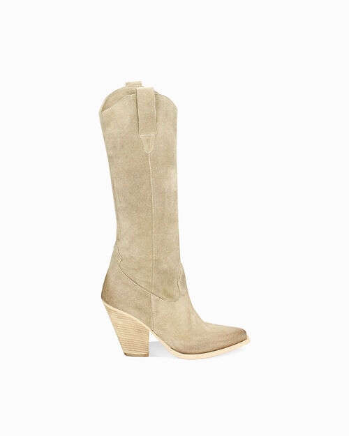 WOMEN SHOES BOOTS SUEDE BEIG, 
