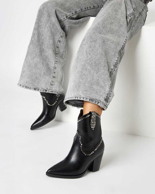 ZAPATOS BOTAS CA&Ntilde;A CORTA SINTETICO NERO, BLACK