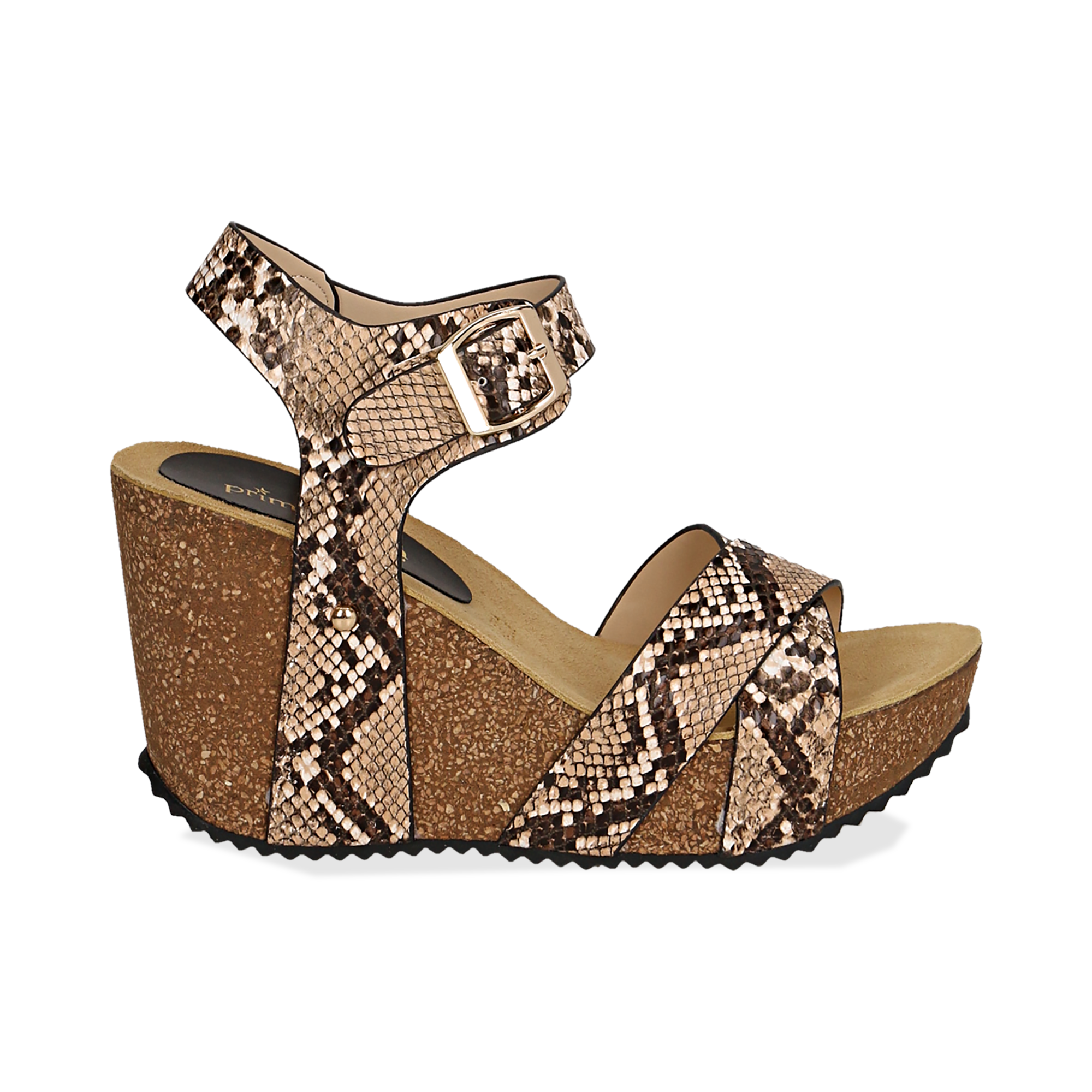 Sandali platform beige, effetto snake skin donna | Primadonna Collection