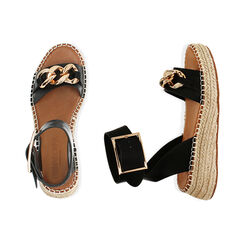 Sandali maxi-chain neri, zeppa 4,5 cm , Ultime occasioni, 194901926EPNERO036, 003 preview