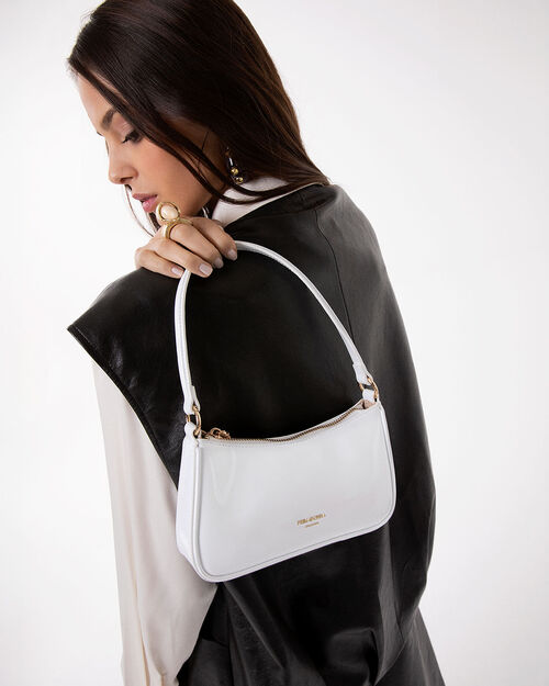 Mini bag bianca con tracolla removibile, WHITE