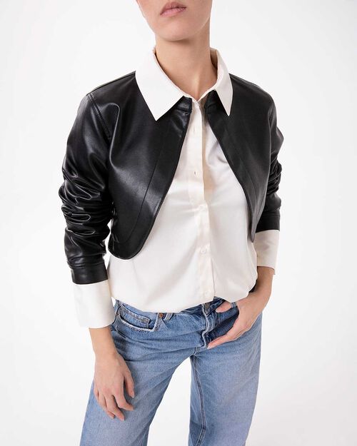 Giubbino nero con dettagli urban chic, BLACK