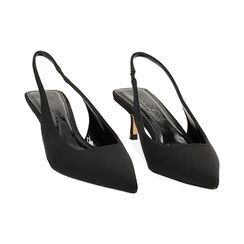 Décolleté slingback donna nere in tessuto, tacco 5 cm, Primadonna, 252115901LYNERO035, 003 preview