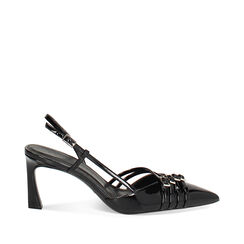 Décolleté slingback donna nere eleganti in vernice, tacco 7,5 cm, Primadonna, 252110615VENERO035, 001a