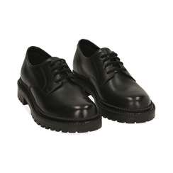 Chaussures à lacets noires en cuir, Soldés, 16B811411PENERO035, 002 preview