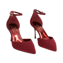Décolleté open shank bordeaux in tessuto con tacco 7,5 cm, Primadonna, 262178010LYBORD038, 003 preview