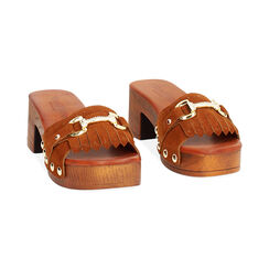 Zoccoli da donna con morsetto color cognac, in camoscio, Primadonna, 254990301CMCOGN035, 002 preview