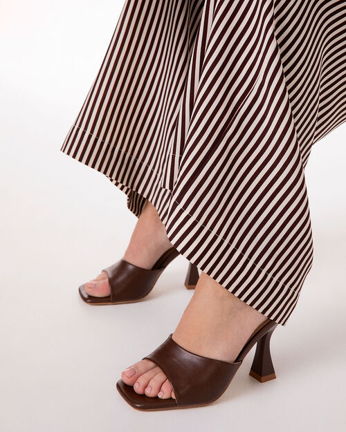 Mules open toe marroni tacco 9,5 cm, BROWN