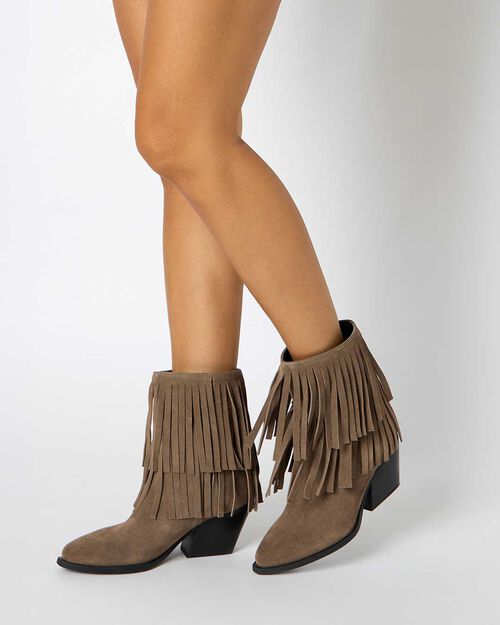 WOMEN SHOES DEMI-BOOT SUEDE TAUP, TAUPE
