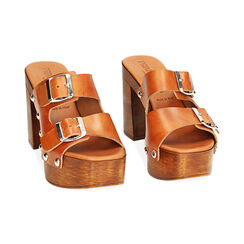 WOMEN SHOES CLOG COW LEATHER COGN, Primadonna, 234362838VACOGN035, 002 preview