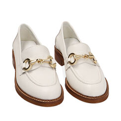 Mocassini flat bianchi in pelle, Primadonna, 21A503023PEBIAN036, 002a