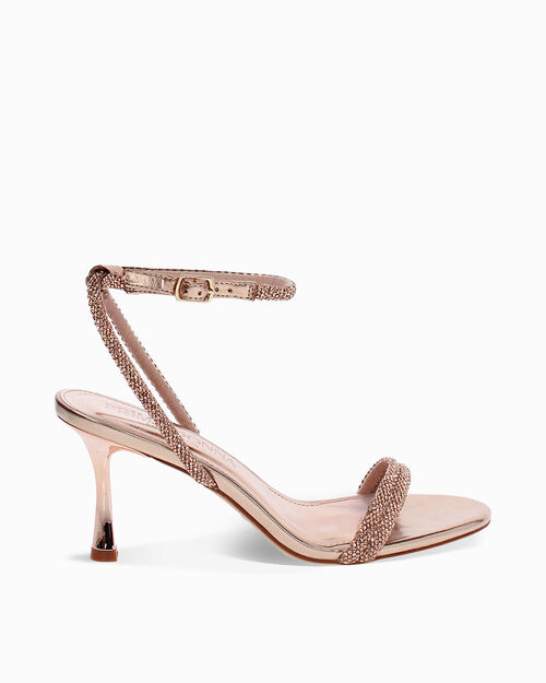 Sandali rosa-oro tacco 7,5 cm, MULTI COLOR