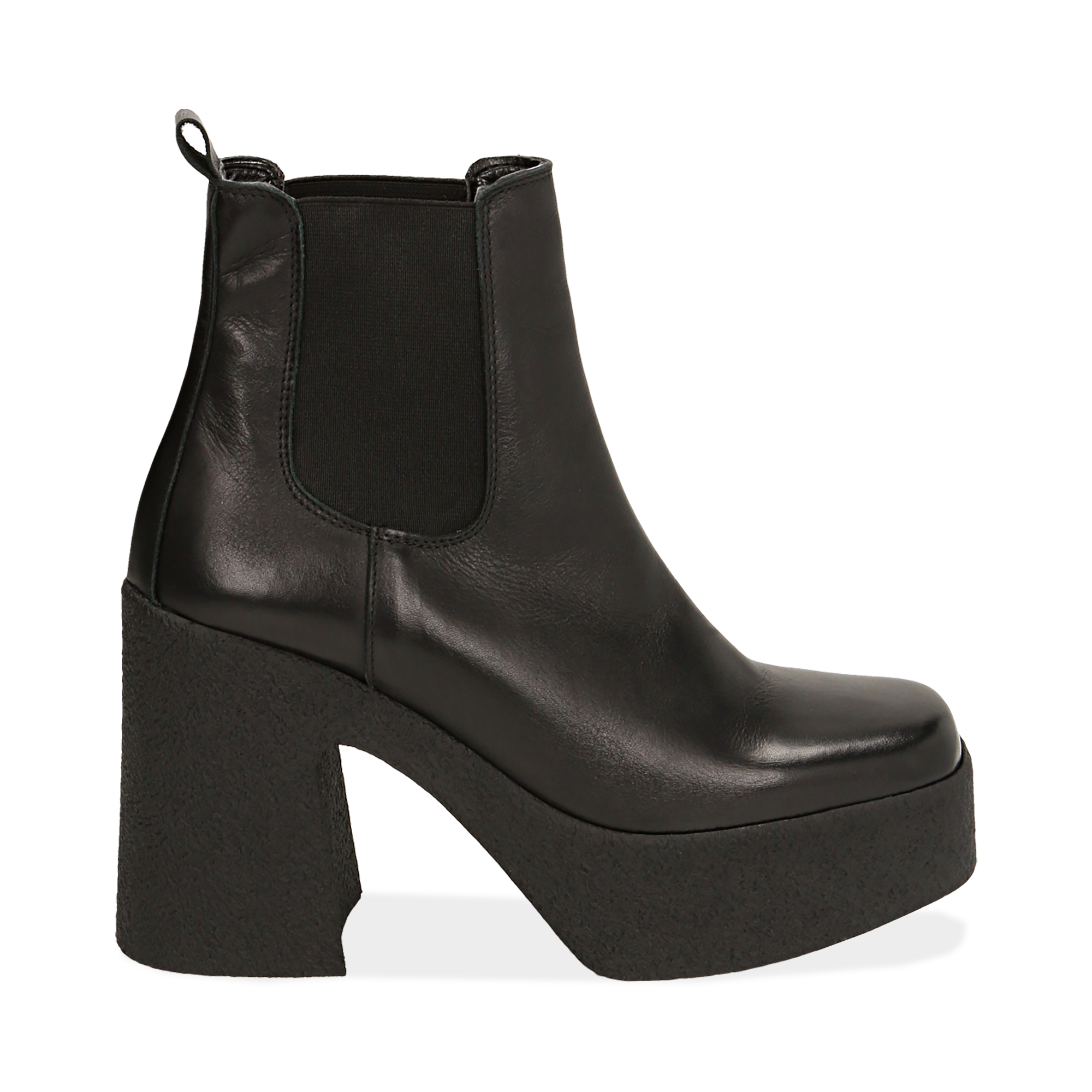 Botines negro en piel de becerro, tacón 11 cm | Primadonna Collection