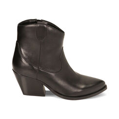 Stivaletti texani neri in pelle, tacco 7,4 cm, Primadonna, 22B805006PENERO036, 001 preview