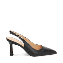 Décolleté slingback donna nere, tacco 8 cm, Primadonna, 254902503EPNERO036, 001a