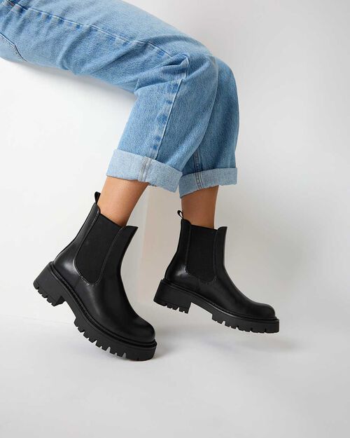 Beatles neri con tacco in gomma di 5,4 cm, BLACK