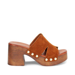 WOMEN SHOES CLOG SUEDE COGN, Primadonna, 254990101CMCOGN035, 001a