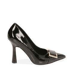 Décolleté nere in naplack, tacco 10 cm , Primadonna, 202173902NPNERO039, 001a