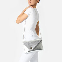 Pochette femme argent en laminé, Primadonna, 255125554LMARGEUNI, 002a