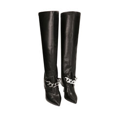 Botas negras con cadena, tacón de 10,5 cm, Primadonna, 222186178EPNERO035, 002a