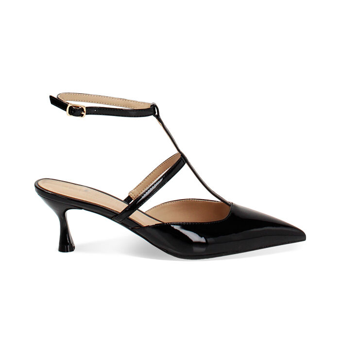 Décolleté slingback donna nere con braccialetto, tacco 6 cm, Primadonna, 252118205VENERO035
