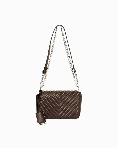Quilted dark brown mini bag, DK BROWN